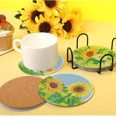 Acrylic Round 8 Piece Coaster Set With Holder