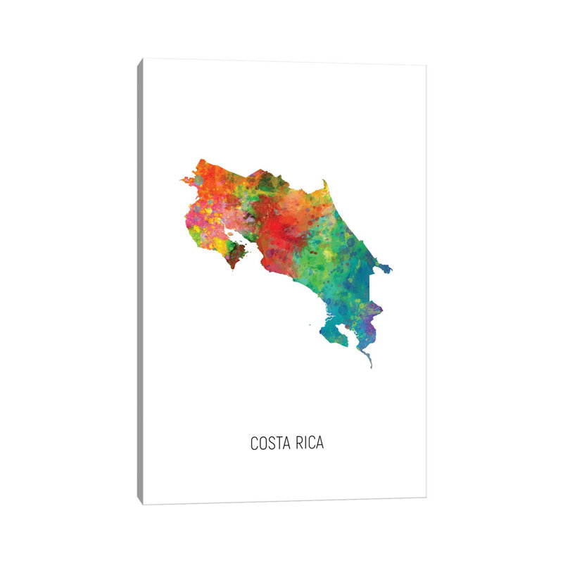 Costa Rica Map by Michael Tompsett - Wrapped Canvas Gallery-Wrapped Canvas Giclée, 66.04 cm H x 45.72 cm W x 3.175 cm D