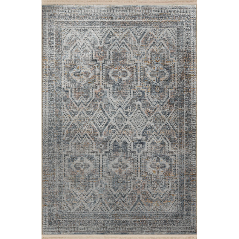 Tapis décoratif rétro à motif gris à motif traditionnel, Tapis de couloir 2 pi 8 po x 9 pi 11 po