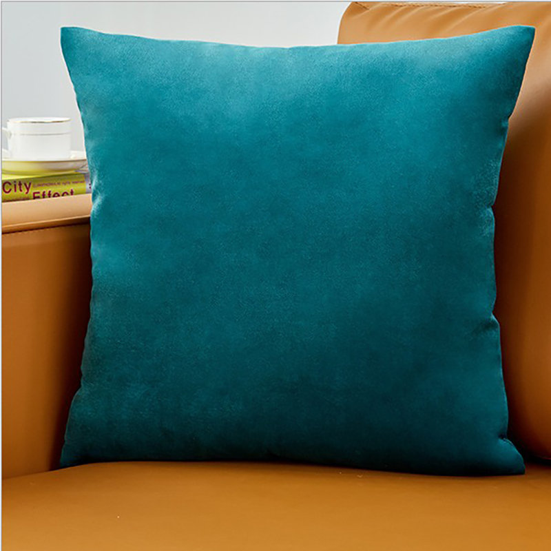 (Covers With Inserts) Set of Two 18'' or 20'' Solid Colors Flat Pattern Throw Pillows, Polyester, Teal Blue, 20'' H x 20'' W