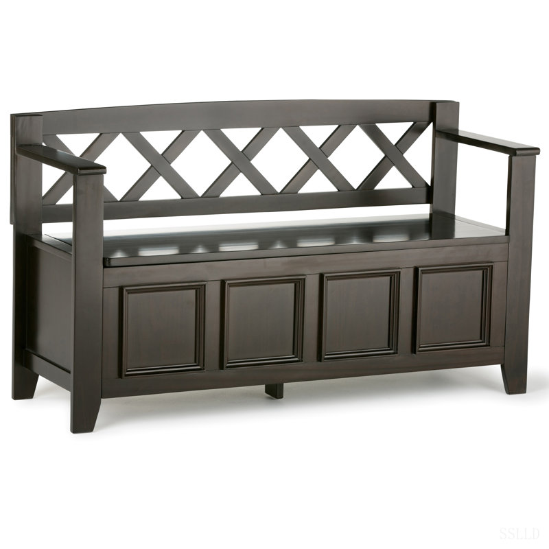 Banc de rangement en bois massif Amherst, Marron foncé