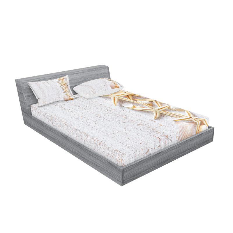 Drap-housse et taie décorative Ambesonne Ocean ivoire, Ensemble de draps pour très grand lit + 5 pièces