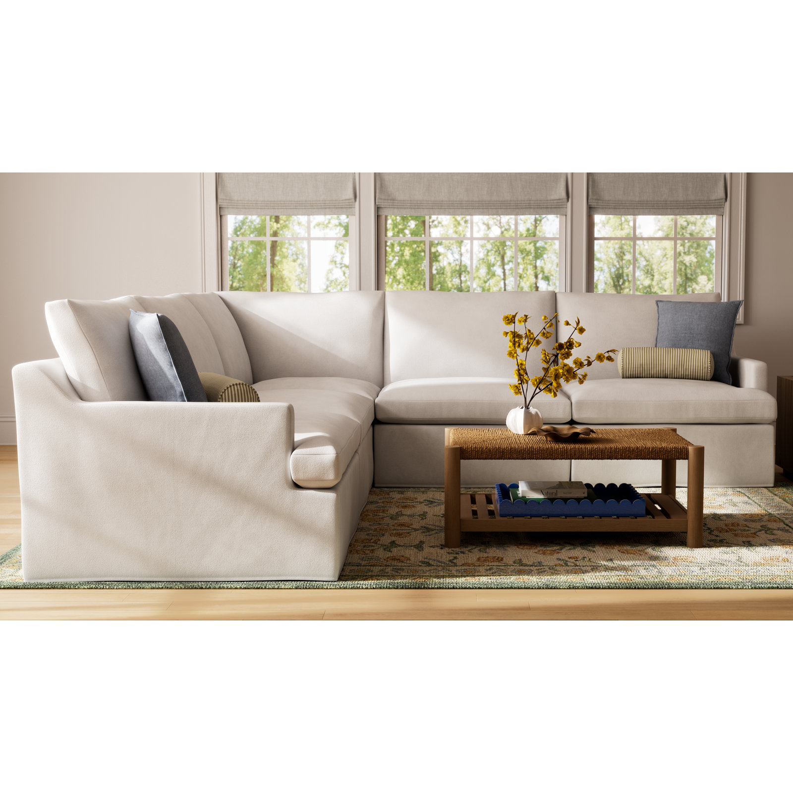 Wrenley Reversible Sectional, Conversation Pearl Basketweave