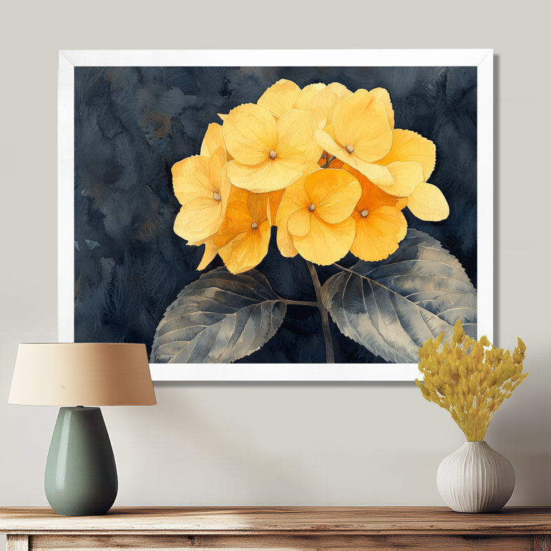 Hirsch - Floral Large Wall Art, Single Picture Frame Print without Mat, 30" H x 40 W, White