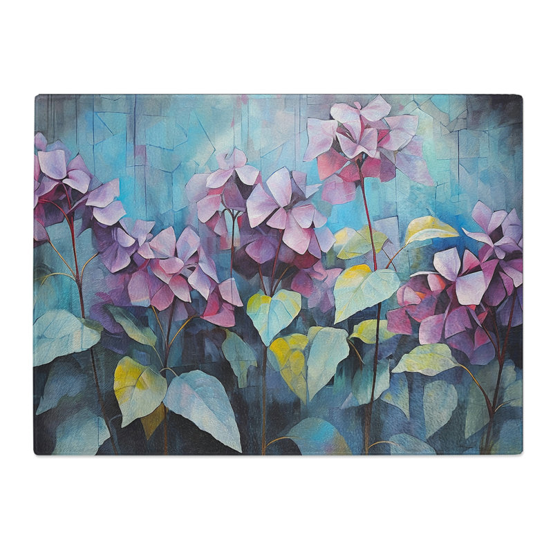 Hydrangea Abstract No.2  Glass Chopping Board