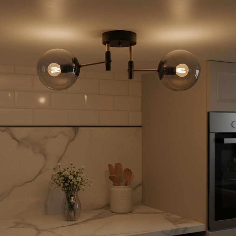 Plafonnier semi-encastré 2 lumières Jasper, Black
