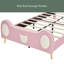 Lit simple princesse avec tête de lit couronne, lit plateforme tapissier en polyuréthane, cadre de lit simple avec poche de rangement pour enfant, aucune boîte à ressorts nécessaire, assemblage facile, rose