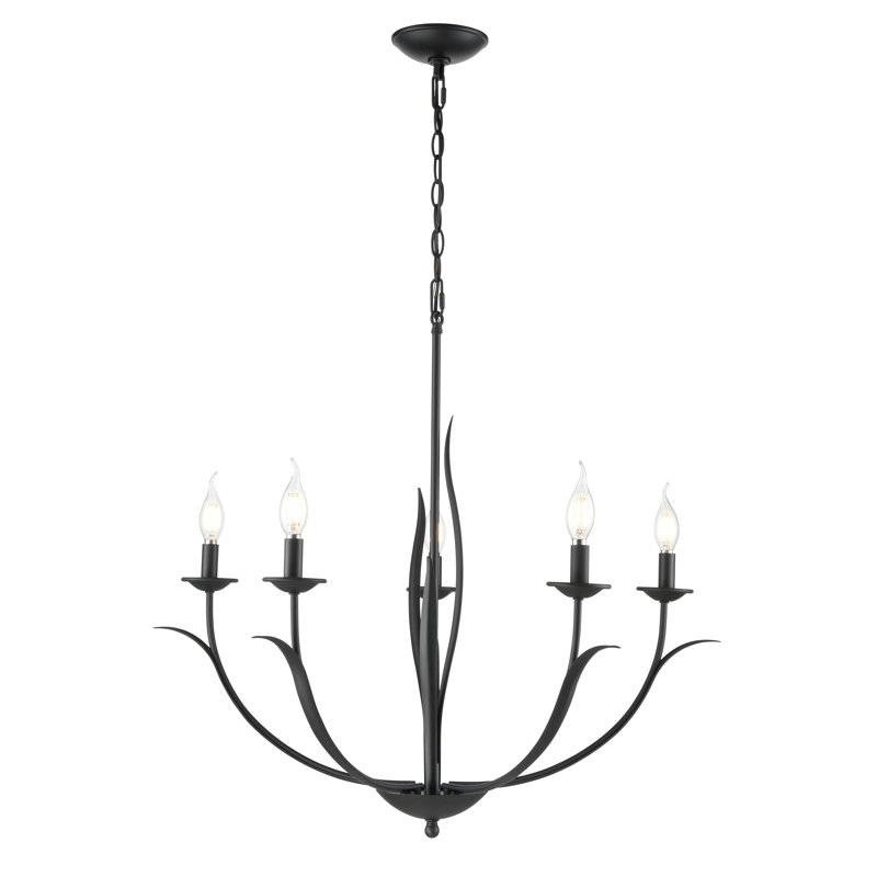 Charlize Chandelier - Matte Black, 5, 26.5" H x 29.5" W x 29.5" D