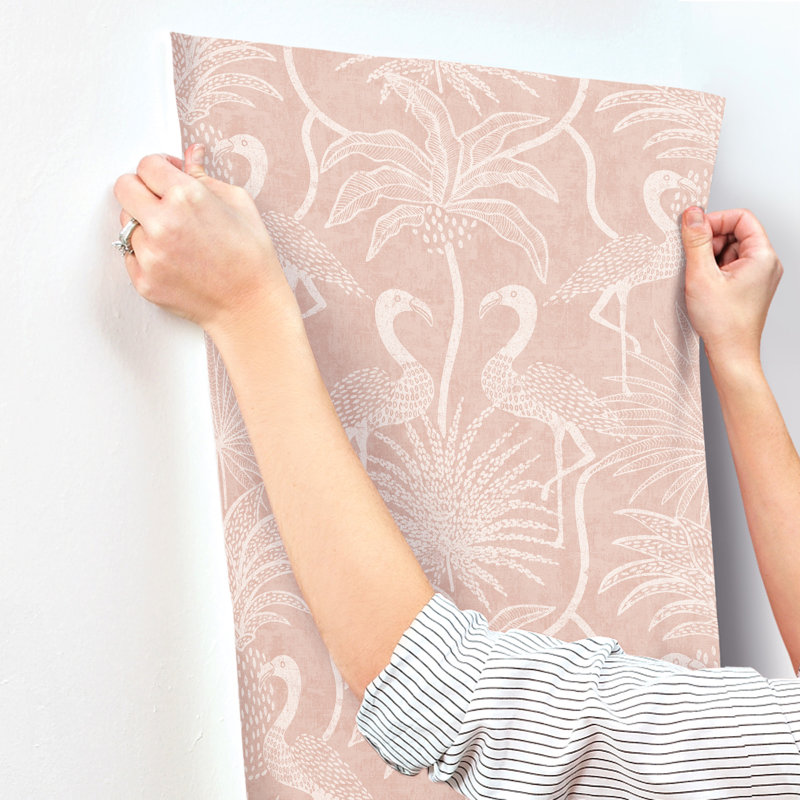 Biscayne Flamingo Beach Wallpaper, Coral 