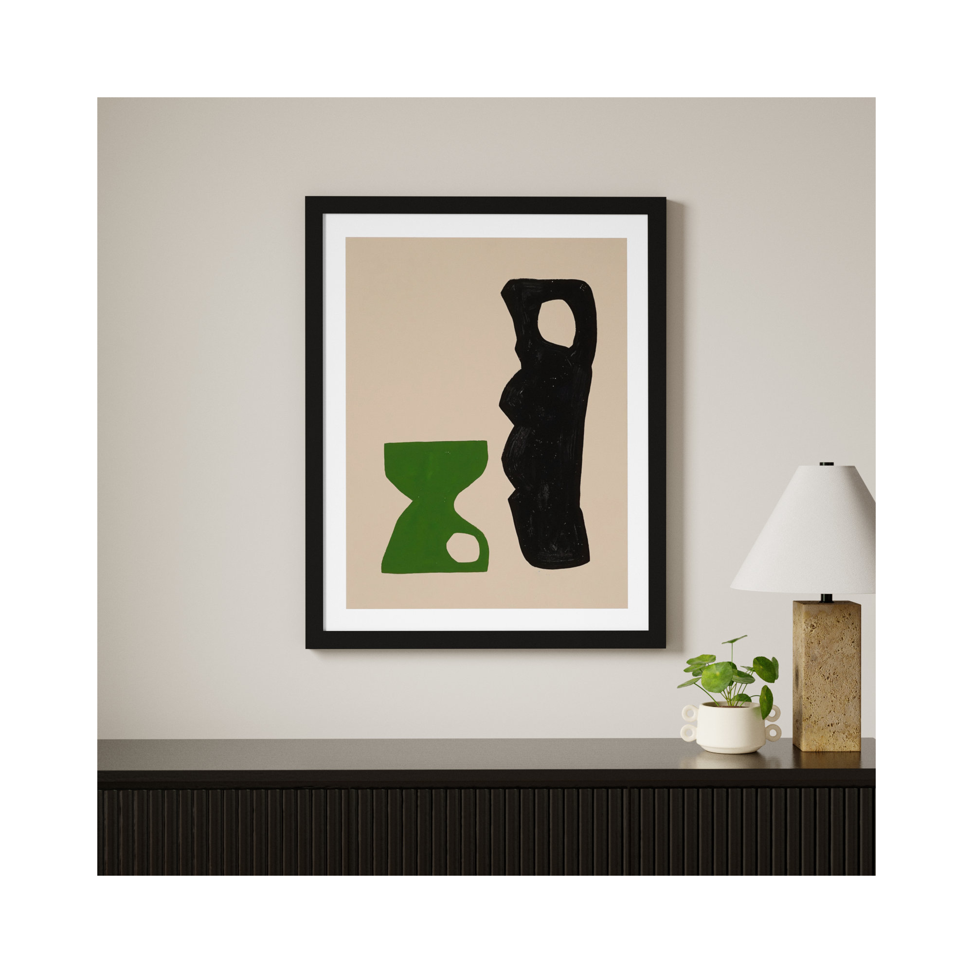 The Conversation by Michael Kempen, 30" W x 38" H, Black Framed