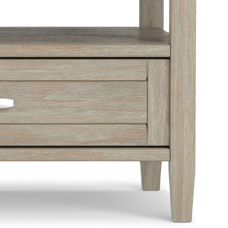 Distressed Gray Rectangular Wood Coffee Table with Storage