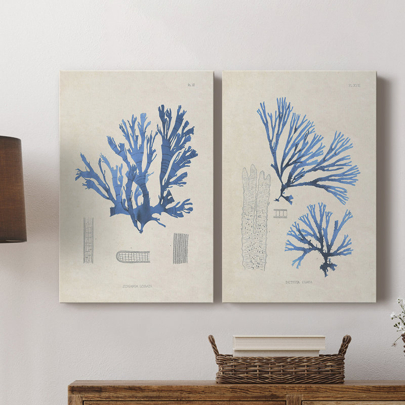 Algues bleu marine - Toile tendue avec châssis de qualité supérieure - prête à être accrochée