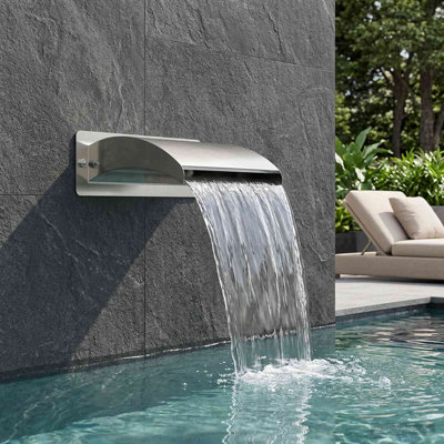vidaXL Pool Waterfall Stainless Steel 304 51 x 26 x 13Â cm Silver Pool Fountain