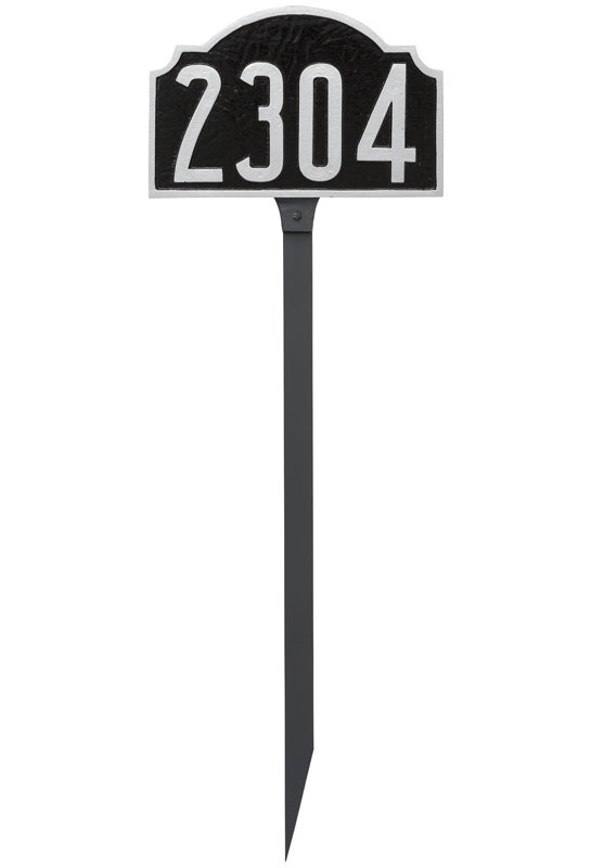 Plaque d'adresse de luxe sur 1 ligne, Noir / argent, Oui