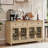 Farmhouse Sideboard Buffet Cabinet With Storage,59" Large Credenza With 4 Glass Doors & 2 Drawers,Adjustable Shelves Console Table,Wood Kitchen Coffee Bar For Dining Room,Living Room-1474769645-1474922012