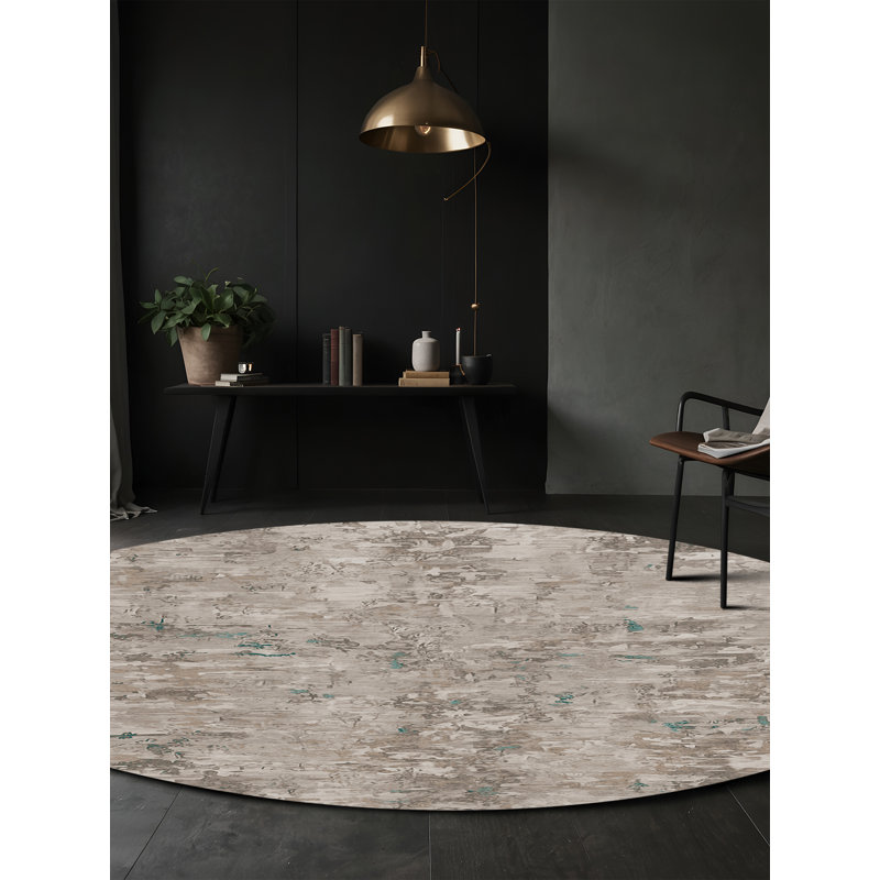 Machine Washable Gray Area Rug GSIX03665, Round 4'
