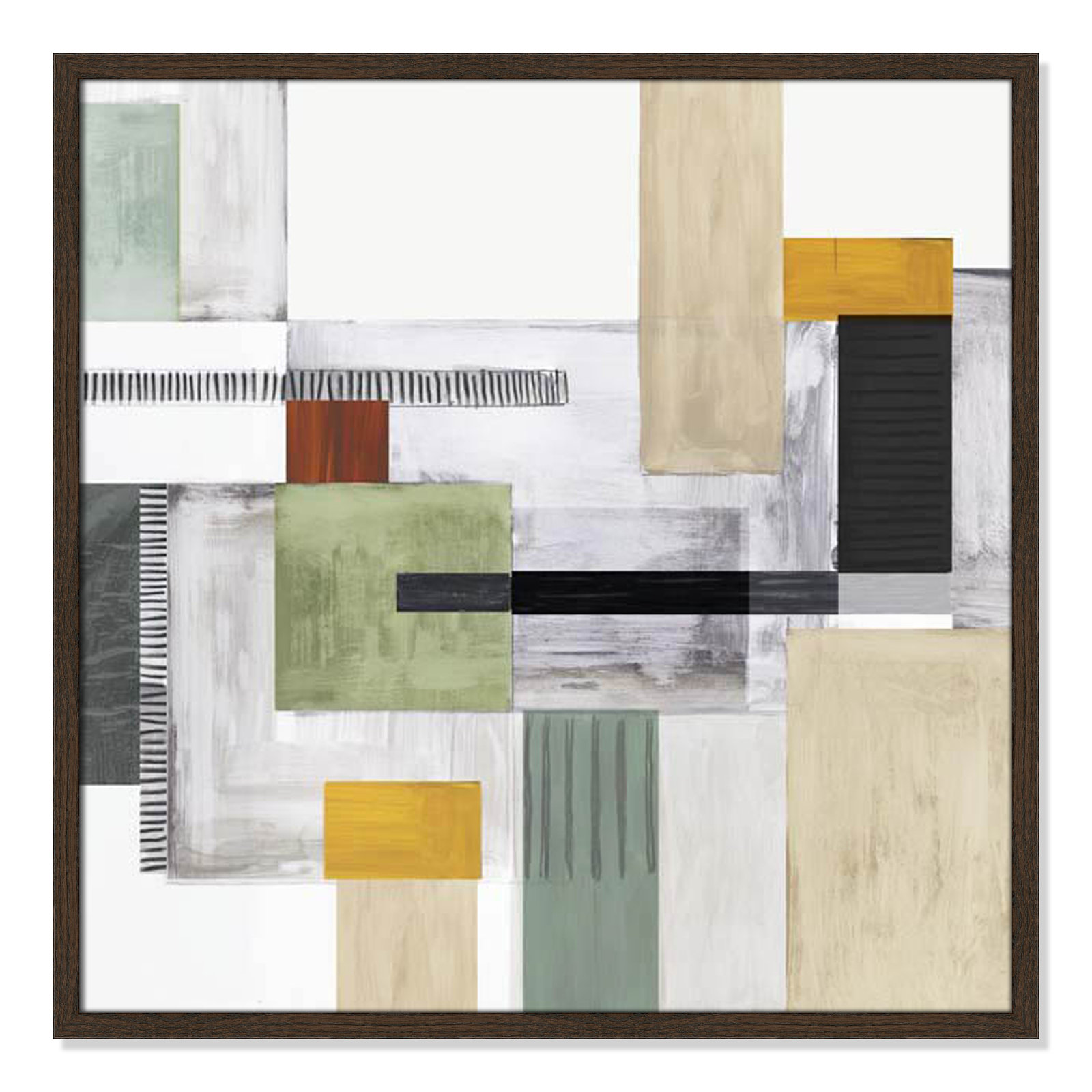 Playful Blocks Print, 27.5" H x 27.5" W x 0.75" D, Walnut Slim Framed