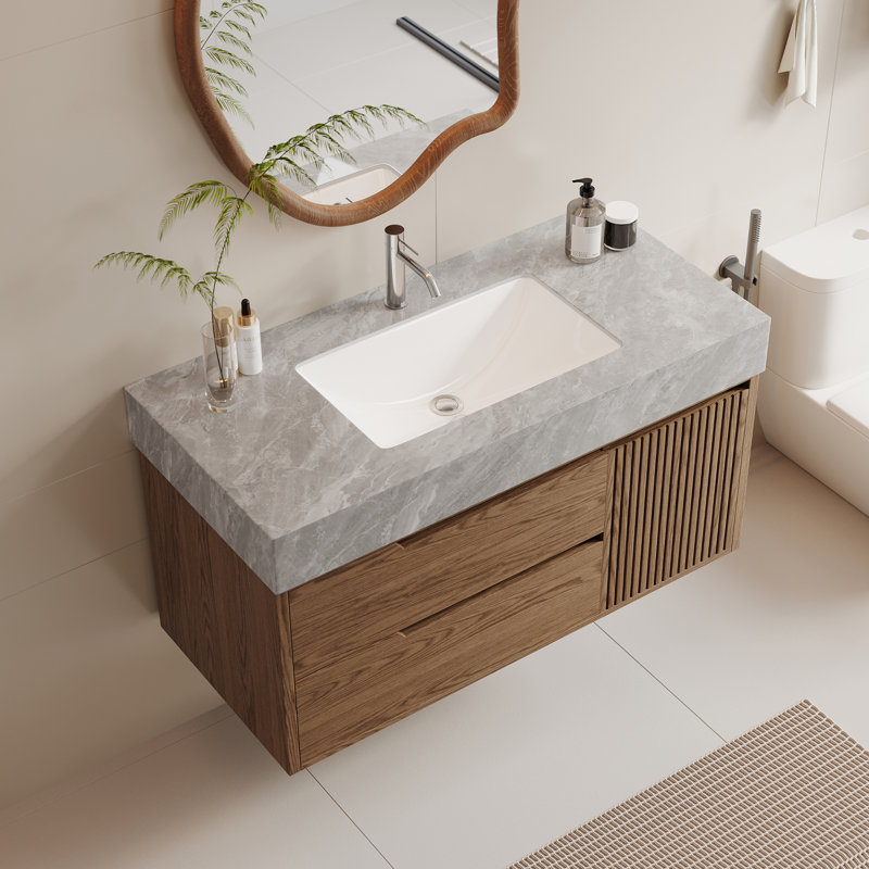 Meuble-lavabo mural 36 po Mid Century Modern