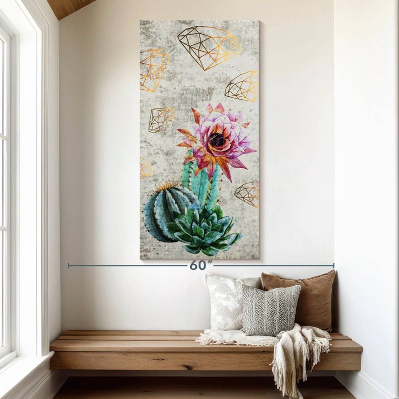 Fleur de cactus tendance, H 54 po x l 27 po