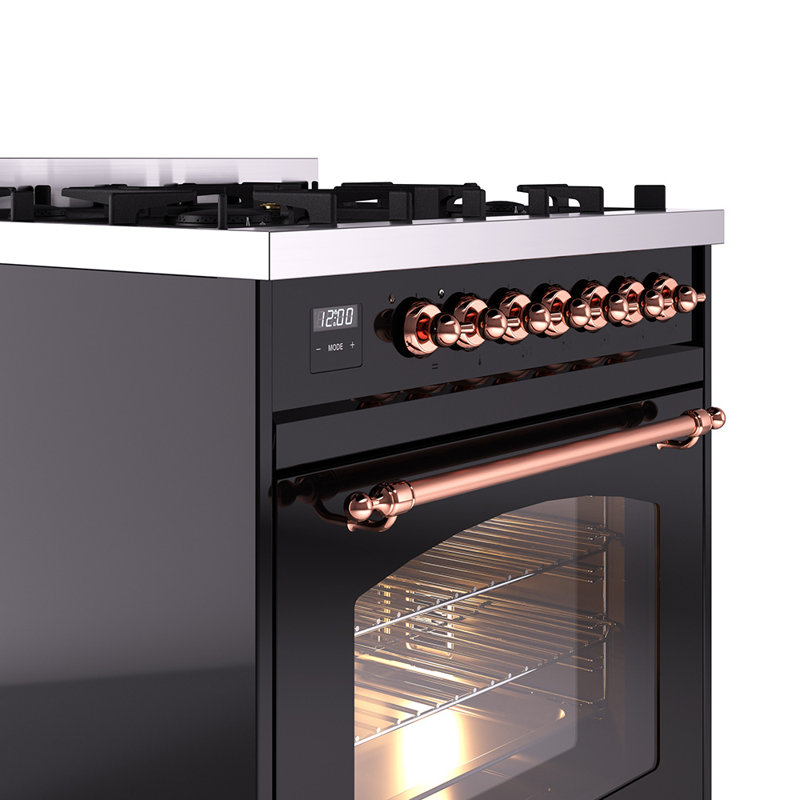 ILVE Nostalgie II 30 in Dual Fuel Range, Blue Gray/Brass, Liquid Propane