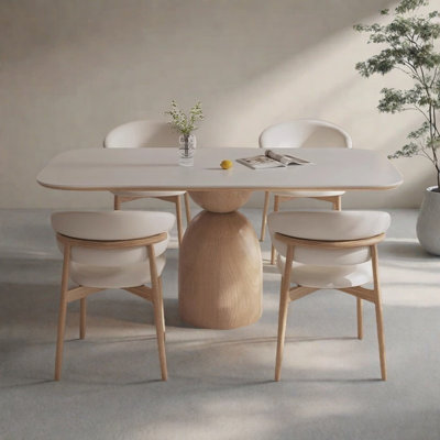 Ensemble de table de salle à manger et de chaises crème Wind Wind Rock