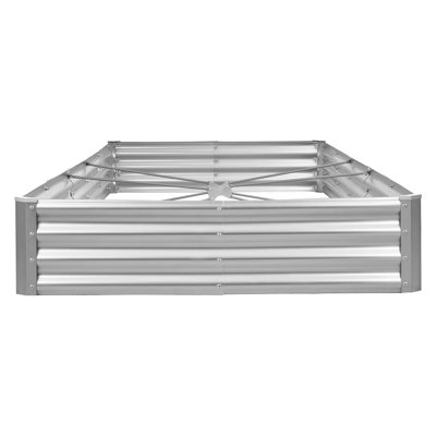 Metal Raised Garden Bed, 12 x 4 x 1 ft Outdoor Galvalume Planter Garden Box, Open Bottom Design, Large Planter Raised Bed for Growing Vegetables, Flowers, and Succulents, Galvanized
