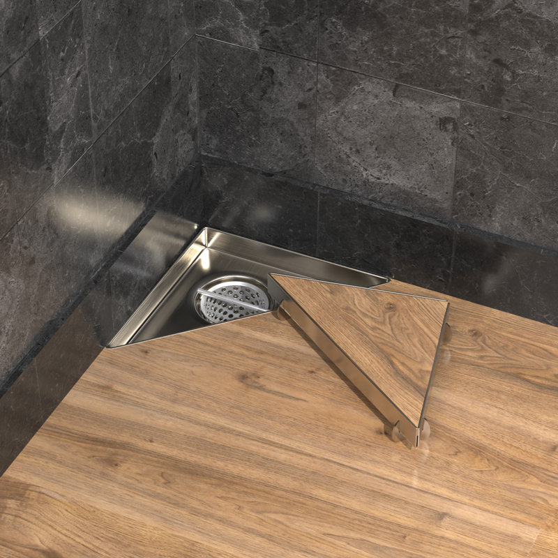 Drain de douche en coin 8 po avec crépine et crochet de levage - Drain en acier inoxydable moderne pour douches de salle de bain