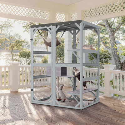 Cage pour chat 69,3 "avec cage d'extérieur Catio