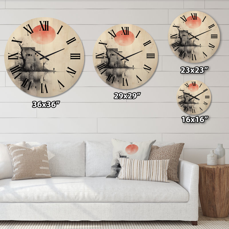 Horloge murale en bois massif Yisha, Grand