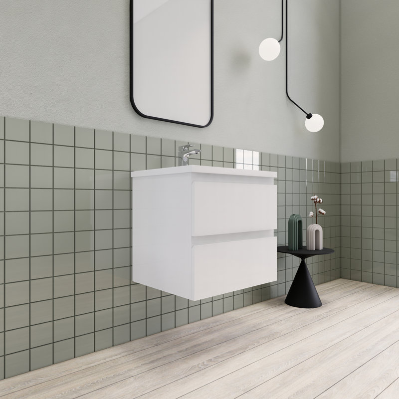 Meuble-lavabo flottant moderne simple Alcester Ivy Bronx, Bois noir