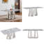 Table de salle à manger en marbre pour 6 personnes, table de salle à manger rectangulaire en faux marbre 70 po avec base en acier inoxydable à finition miroir, table de cuisine moderne en marbre de grande taille (argent, gris) (table unique)-1452866608-1452866613
