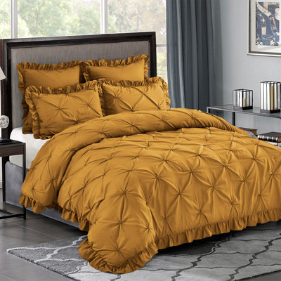 Ensemble d'édredon 5 pièces princesse romantique Pintuck