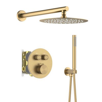 Circular 2-Function Thermostatic Complete Shower Faucet Set