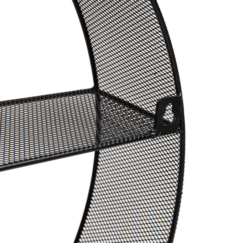 Mind Reader Circular Floating Shelves, Wall Decor, Accent Shelf, Office, Bathroom, Metal Mesh, 18"L x 4"W x 18"H, Black
