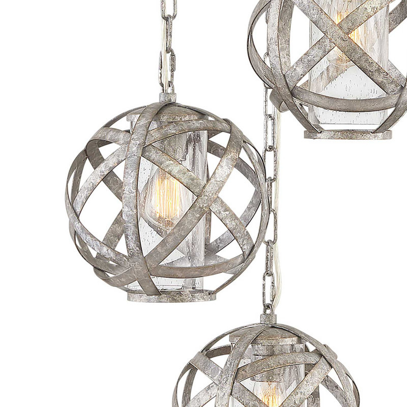 Carson 3-Light Cluster Globe Pendant, Weathered Zinc