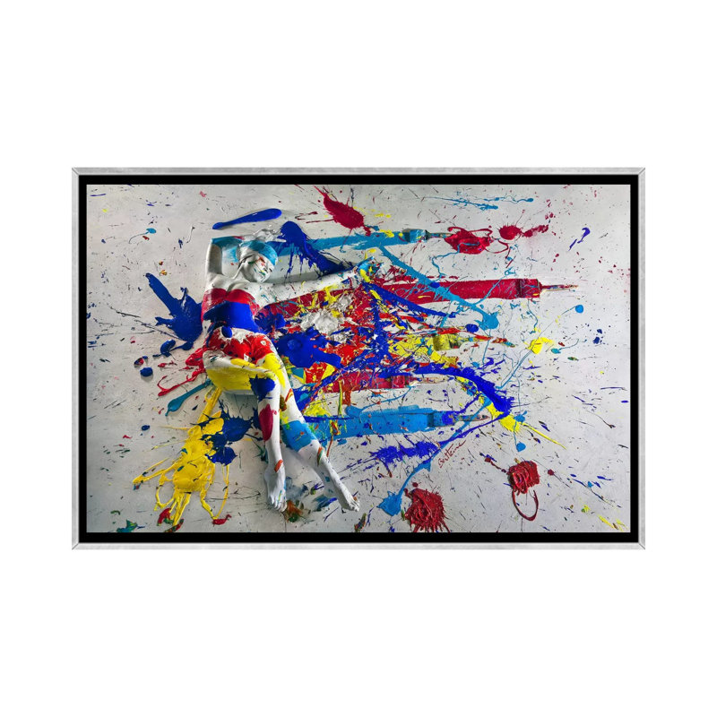 " Life " by Reyna Noriega, Silver Framed Canvas, No Mat, 18" H x 26" W x 1.5" D