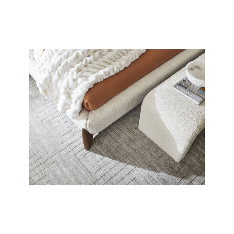Crosby Polyester Upholstered with Solid Oak Taupe Queen Bed, Queen