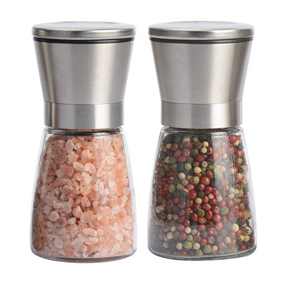 Salt And Pepper Grinder Set Of 2, Premium Stainless Steel Spice Mill With Adjustable Coarseness, Ceramic Blades,Silver Set Of 2 -  Crestone, ZXXB07YSJMZBY