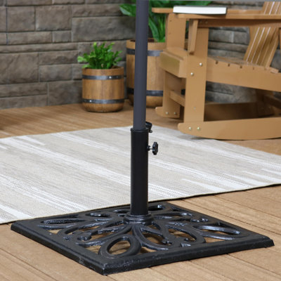 Romig Geometric 52. 6-lb Black Square Cast Iron Market Umbrella Base