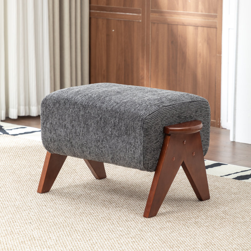 Karsen Upholstered Bench with Solid Wood Leg, Dark Gray