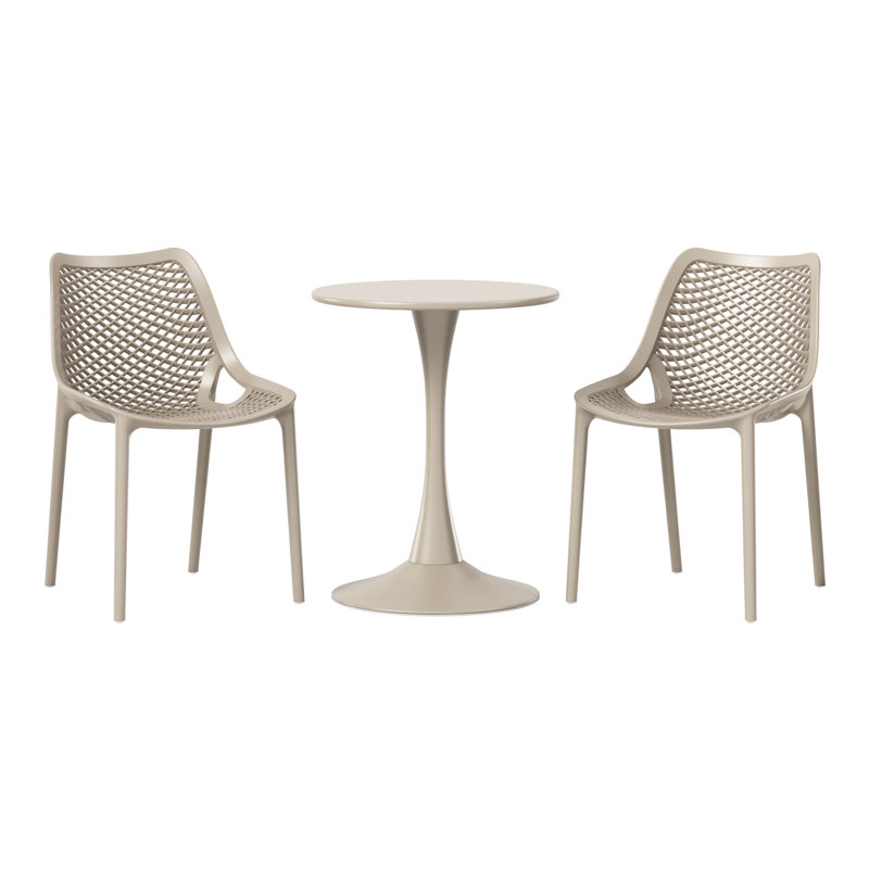 Ensemble repas extérieur 2 personnes, H 28,5 po x l 23,5 po x P 23,5 po, 2, Beige