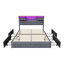 Velvet Storage Bed with 4 Drawers, Tufted Headboard with RGB LED & Charging Station, Beige/Grey, EU Double & King Size 140/160x200cm-1704104609-1704104618