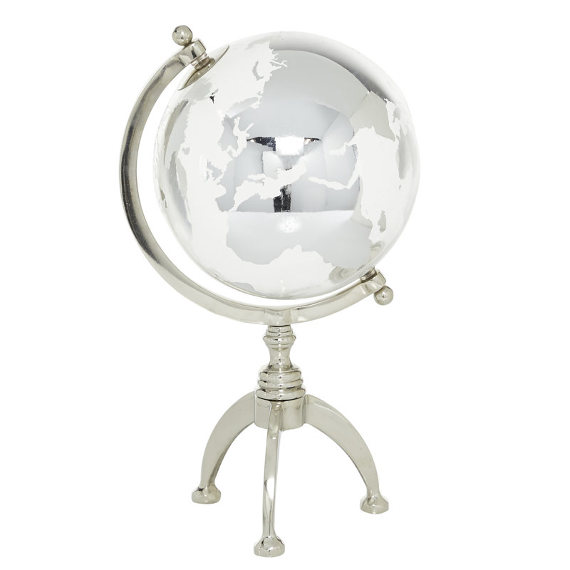 Globe terrestre en aluminium avec base trépied