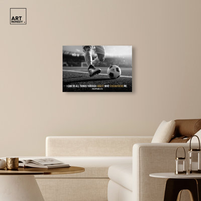 Art Remedy Strongen Me Soccer, impression d'art mural sur toile, encadré galerie, 36 x 24