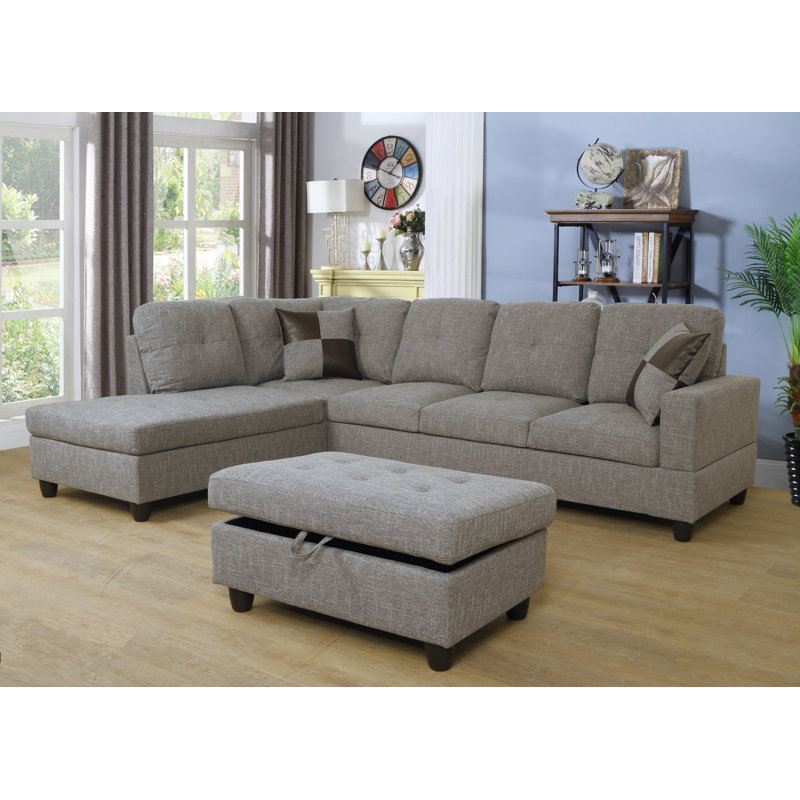 Crius 103.5" Upholstered L-Shape Sectional, Left Hand Facing, Blue