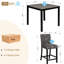 Table et chaises à hauteur de comptoir pour 4 personnes, gris et noir, bois d'hévéa contreplaqué, sièges confortables, salle à manger moderne noire à deux tons, matériaux, concept