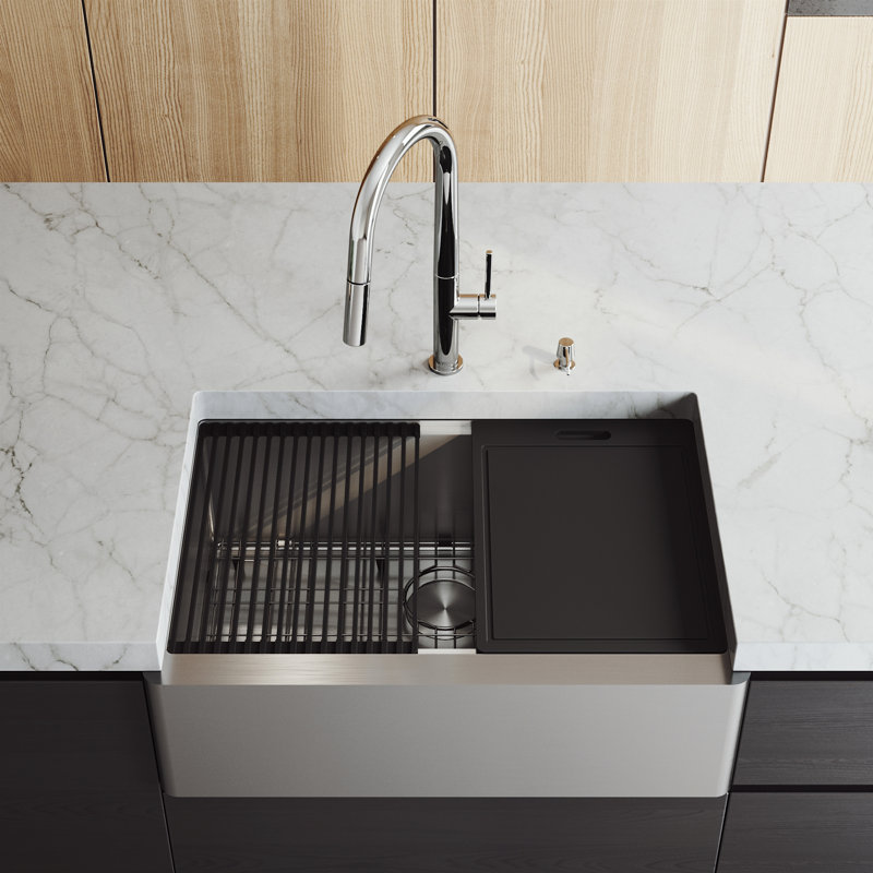 Oxford 30" Stainless Steel Farmhouse Kitchen Sink with Accessories