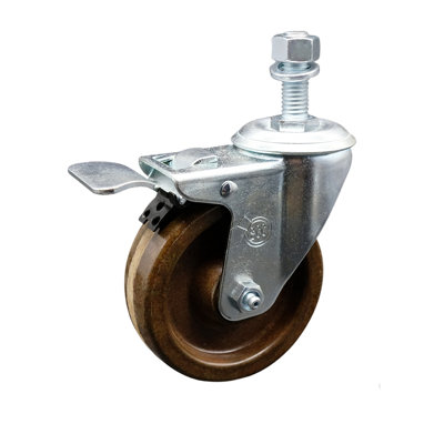 4 Inch SS High Temp Phenolic 12mm Threaded Stem Caster with Total Lock Brake -  Service Caster, SCC-SSTSTTL20S414-PHSHT-M1215