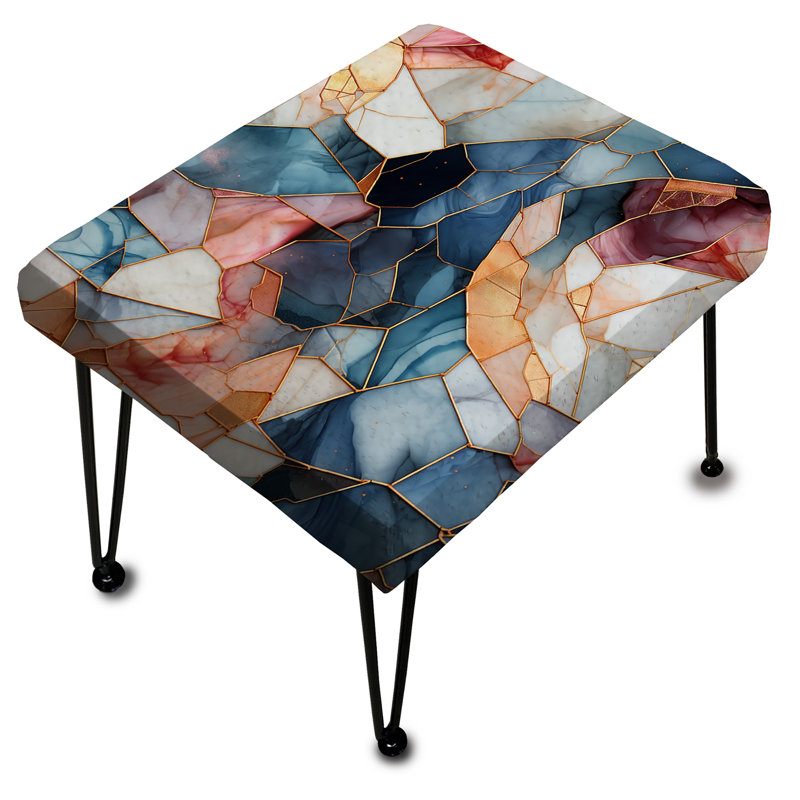 Élégance sarcelle et rouge en marbre mosaïque - Repose-pieds rectangulaire en marbre