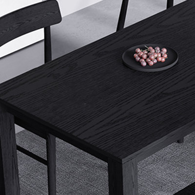 Table de salle à manger rectangulaire en bois massif noir